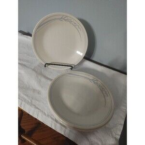 5 Vintage Corelle Blue Lily 6 3/4" Bread And Butter Plates Almond color